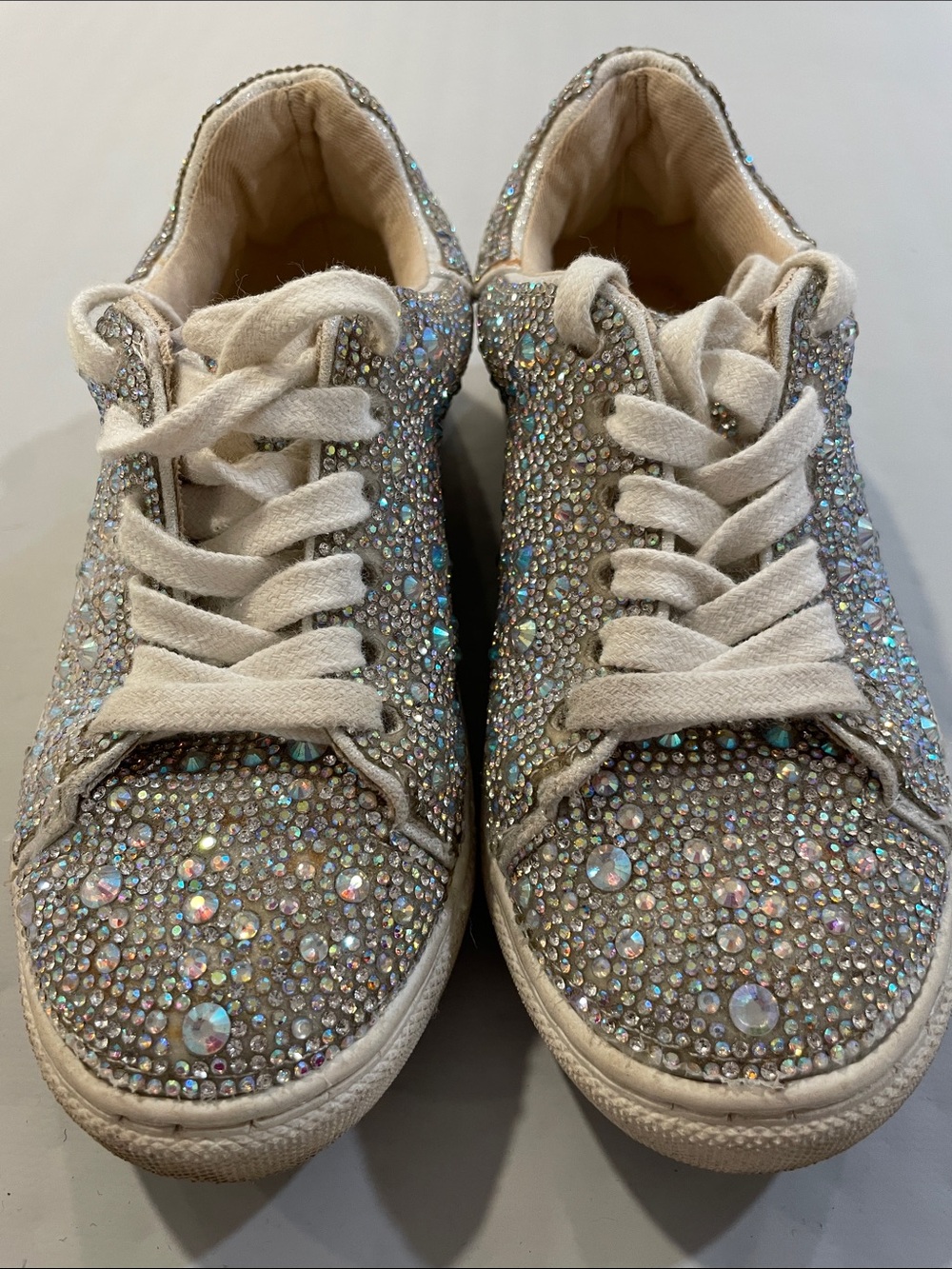 Steve Madden Kids Iridescent Rhinestone Sneakers - Silver/White